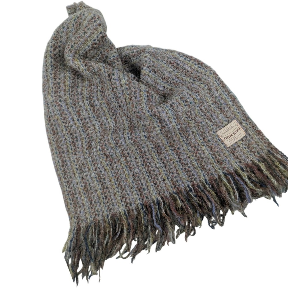 Mucros Irish Heritage Hand Woven Ireland Cottagecore Earthy Fringed Scarf Wrap